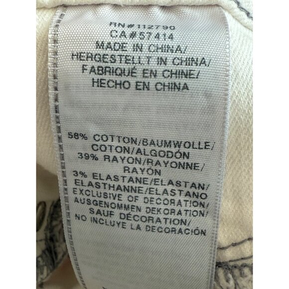 True Religion Jeans Womens Size 25 Skinny White Low Rise 31” Grey Stitching - Picture 10 of 14